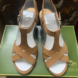 Coach and Four Leather Sandals with heels. *New In Box*